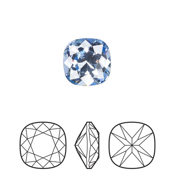 Fancy stone 1pk light sapphire foil back, Preciosa MAXIMA Czech crystal rhinestone 12mm cushion square image number 0