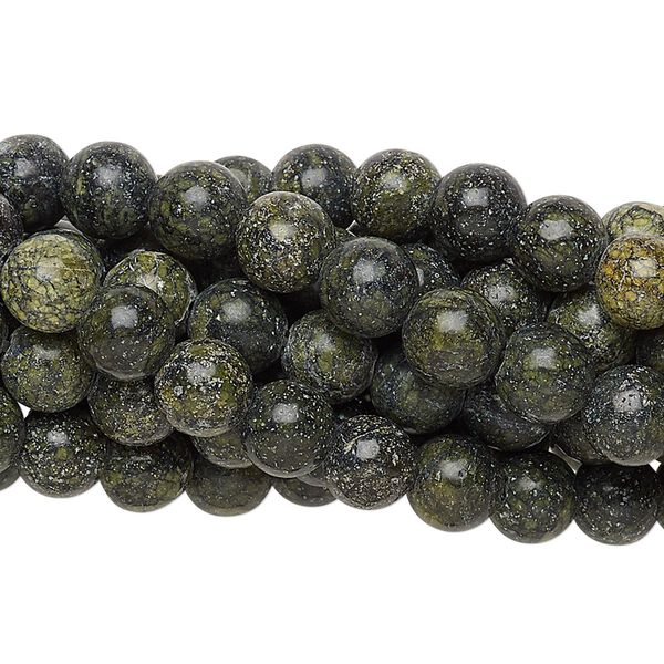 Russian serpentine 1pkg10, round bead natural 15.5-16 inch 6mm image number 0