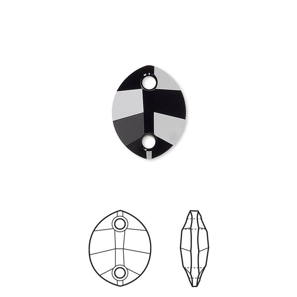 Sew-on 2pk jet, Crystal Passions® 14x11mm pure leaf 3224 image number 0