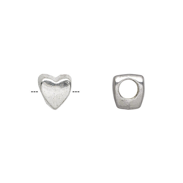 Bead, antique silver-plated "pewter" (zinc-based alloy), 8mm double-sided heart. Sold per pkg of 20. image number 0