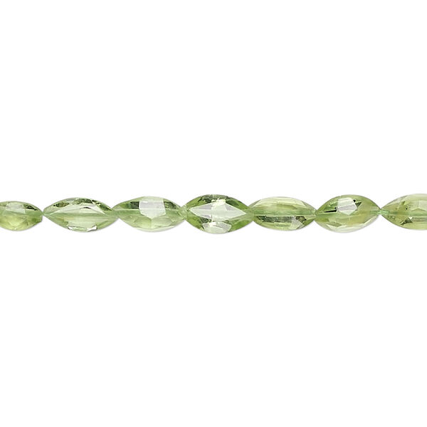 Bead, peridot (natural), 6x4mm-8x4mm faceted marquise, B grade, Mohs hardness 6-1/2 to 7. Sold per 15-1/2" to 16" strand. image number 0