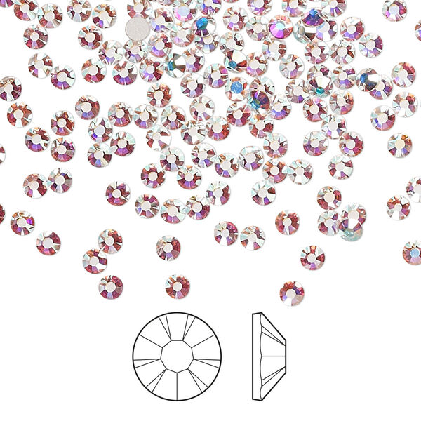 Flat back 1440pk crystal AB foil back, Preciosa MAXIMA Czech crystal rhinestone 2.5-2.7mm chaton rose round SS9 image number 0