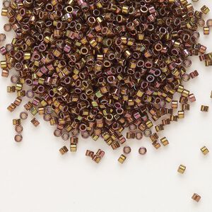 Seed bead, Delica®, glass, pkg/250g, #11 round, translucent rainbow gold luster cinnamon (DB-0126).