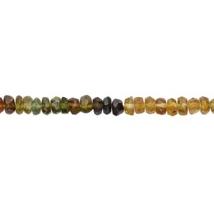 Amber-green tourmaline 1pkg1, hand-cut faceted rondelle bead natural 12 inch 3x1mm-4x2mm