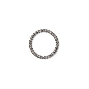 Jump ring, gunmetal-plated brass, 15mm twisted round, 12.6mm inside diameter, 16 gauge. Sold per pkg of 100.