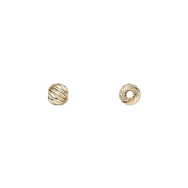 Bead, 14Kt gold-filled, 5mm corrugated twist round. Sold per pkg of 20. image number 0