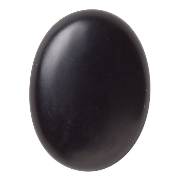 Cabochon, black onyx (dyed), matte, 40x30mm calibrated oval, B grade, Mohs hardness 6-1/2 to 7. Sold individually. image number 0