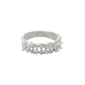 Ring, sterling silver, twisted band with (5) 3.5mm 4-prong round settings, size 7. Sold individually.