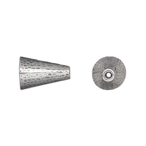 Cone, TierraCast®, "Hammertone" collection, pewter (tin-based alloy), 15x10mm hammered, 7.2mm inside diameter. Sold per pkg of 10. image number 0