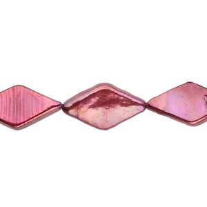 Pearl, cultured freshwater (dyed), purple, 15x10mm flat diamond, C- grade, Mohs hardness 2-1/2 to 4. Sold per 16-inch strand.