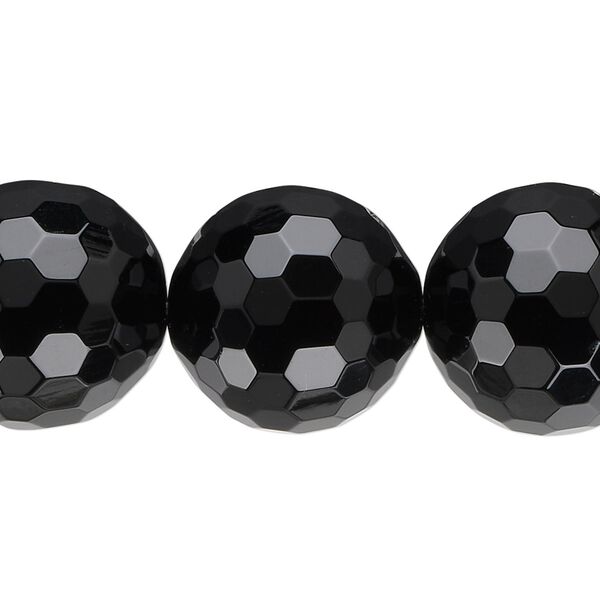 Black onyx 1pkg1, faceted round bead 15.5-16 inch 18mm image number 0