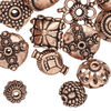 Bead and bead cap, antiqued copper, 12x6mm-17x17mm assorted sizes in 50 styles, 2 of each style. Sold per pkg of 100. image number 0