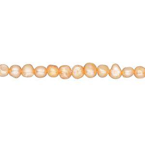 Pearl, cultured freshwater pearl (dyed), day lily, 3-4mm flat-sided potato, D grade, Mohs hardness 2-1/2 to 4. Sold per 15-inch strand, approximately 105 beads.