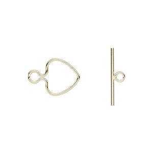 Clasp toggle 1pkg1 14Kt gold-filled, 11x10mm heart, 1-strand