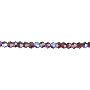 Bead 1pk 16 facets translucent amethyst purple AB, Celestial Crystal® 3mm bicone 15.5-16 inch