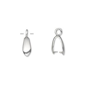 Bail, ice-pick, antiqued sterling silver, 10x4mm plain, 7mm grip length. Sold per pkg of 10.