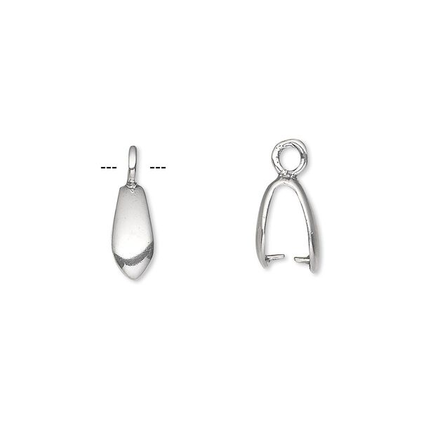 Bail, ice-pick, antiqued sterling silver, 10x4mm plain, 7mm grip length. Sold per pkg of 10. image number 0