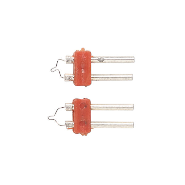 Replacement cord cutter tip, steel and ABS, silver and red, 15x7mm. Sold per pkg of 2. image number 0