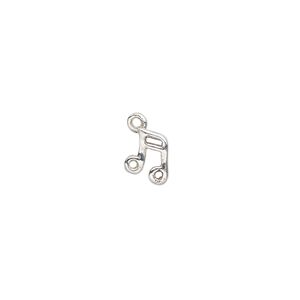Charm, silver-plated brass, 7x6.5mm music note. Sold per pkg of 2.