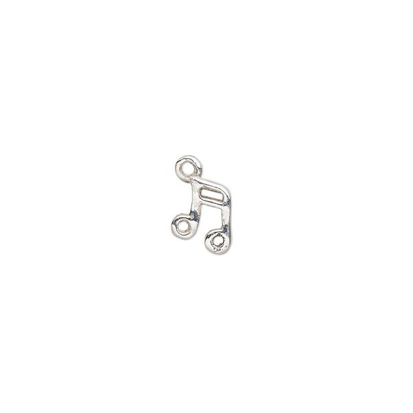 Charm, silver-plated brass, 7x6.5mm music note. Sold per pkg of 2. image number 0