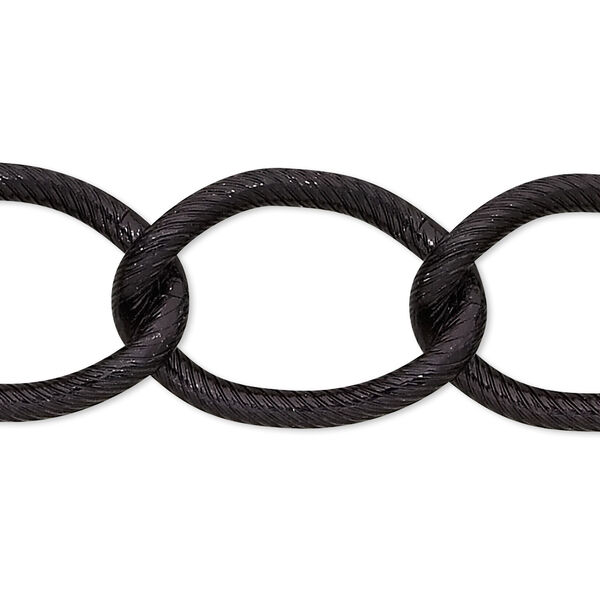 Chain, anodized aluminum, black, 18mm textured curb. Sold per pkg of 25 feet. image number 0