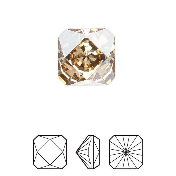 Fancy stone 1pk crystal golden shadow foil back, Crystal Passions® 14mm prismatic square 4499 image number 0