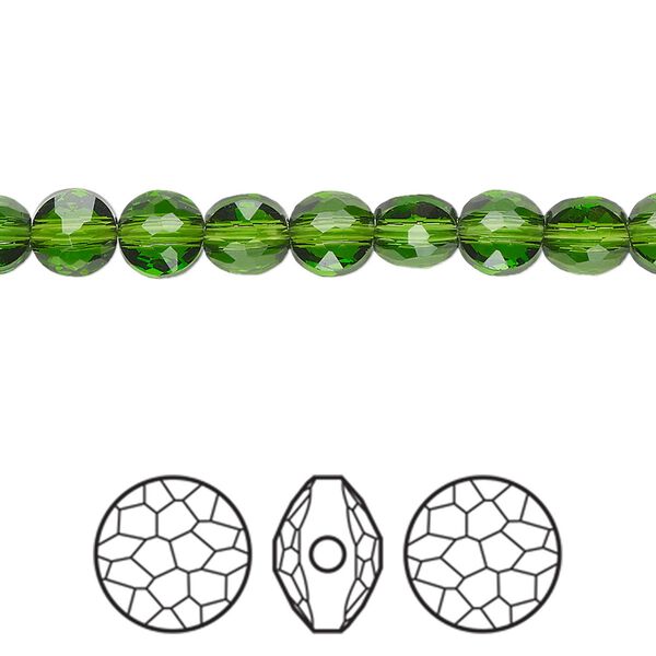 Bead 288pk fern green, Swarovski® 6mm puffed round 5034 image number 0