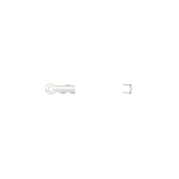 Cord end, fold-over, silver-plated brass, 7x2mm tube, 1.5mm inside diameter. Sold per pkg of 500. image number 0