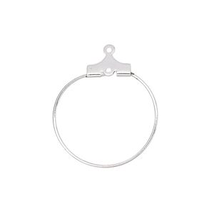 Beading hoop, silver-plated brass, 20mm round with loop. Sold per pkg of 10.