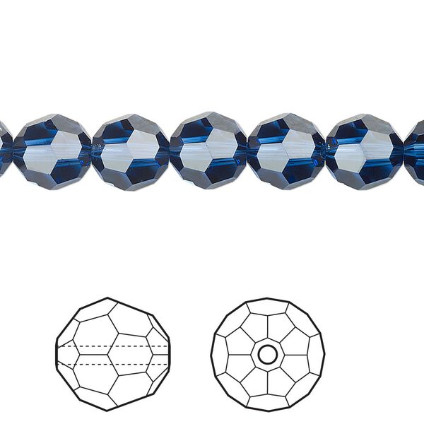 Bead 288pk dark sapphire, Swarovski® ReCreated™ 8mm round 5000 image number 0