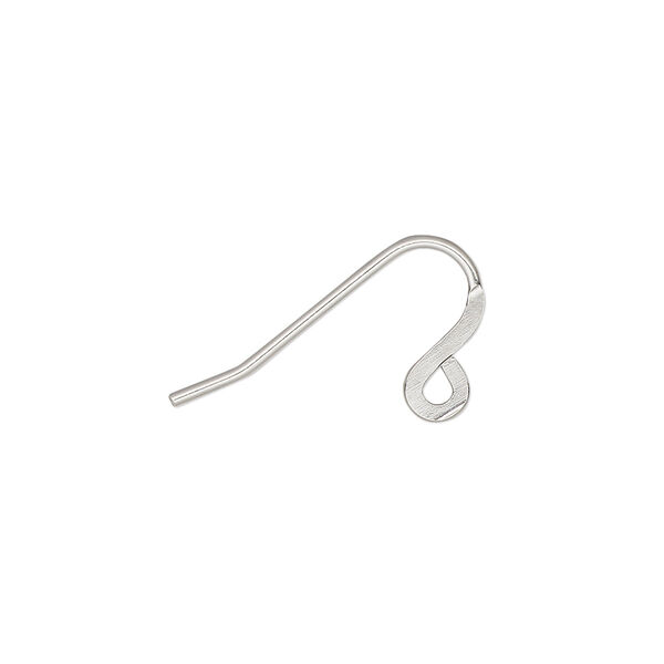 Ear wire, stainless steel, 12.5mm flat fishhook with open loop, 19 gauge. Sold per pkg of 10 pairs. image number 0