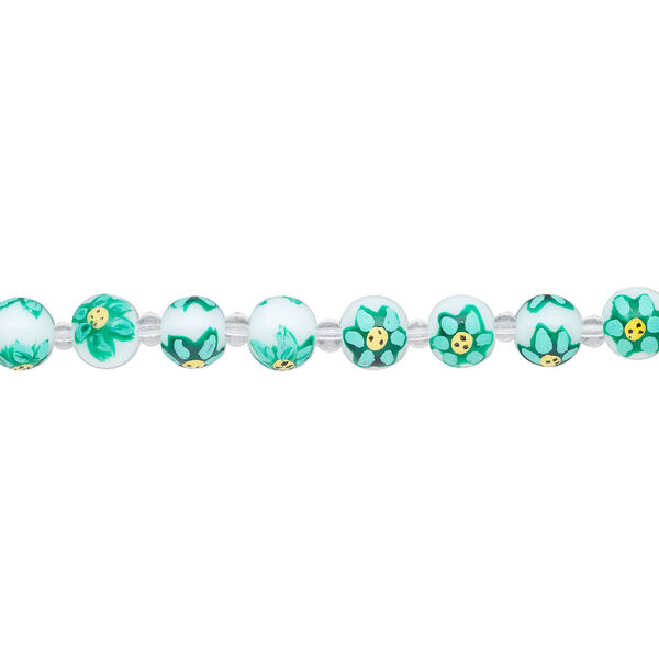 Bead, glass 1pkg8, multicolored, 12mm hand-painted round. image number 1