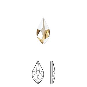 Flat back 72pk crystal golden shadow foil back, Swarovski® 14x7mm flame 2205