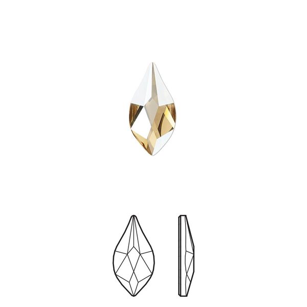 Flat back 72pk crystal golden shadow foil back, Swarovski® 14x7mm flame 2205 image number 0