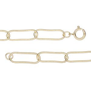 Chain 1pkg1 14Kt gold-filled paperclip, 5.5mm / springring clasp, 18 inch