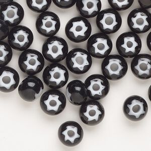 Seed bead, Preciosa Ornela Czech glass, pkg/200g, #32 cornelian star rocaille, opaque black and white, (23798).