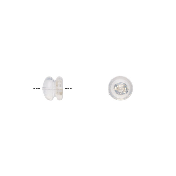 Earnut, silicone and 14Kt gold, clear, 6x5mm mushroom. Sold per pair. image number 0
