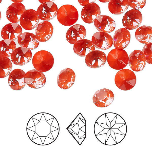 Chaton 12pk crystal orange ignite, Crystal Passions® 6.14 to 6.32mm round SS29 1088 image number 0