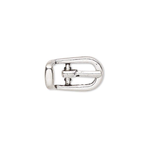 Clasp, antiqued silver-finished "pewter" (zinc-based alloy), 18x11mm single-sided buckle with 8.5mm end bar. Sold per pkg of 4. image number 0
