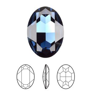Fancy stone 1pk Montana foil back, Crystal Passions® 30x22mm oval 4127