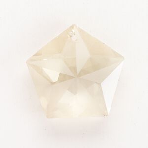 Focal glass 1pk 28mm faceted pentagon star, transparent crystal clear golden shadow