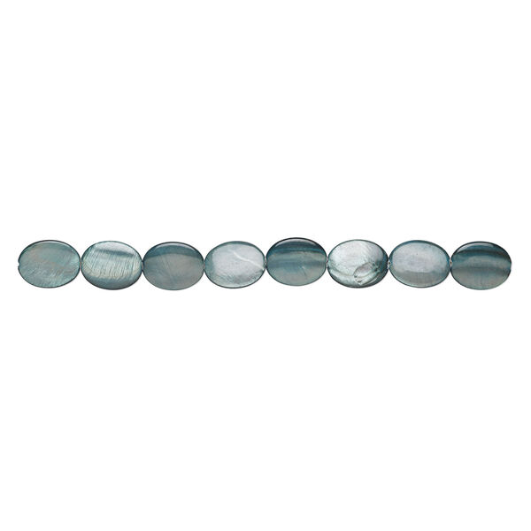 Mother-of-pearl shell 1pkg1, puffed oval bead 15 inch dark teal 27x22mm-28x22mm image number 1