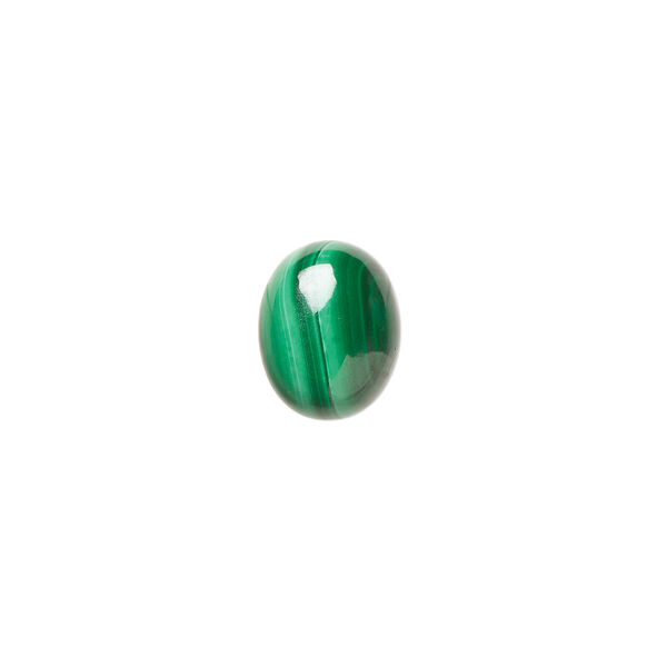 Cabochon, malachite (natural), 10x8mm calibrated oval, B grade, Mohs hardness 3-1/2 to 4. Sold per pkg of 4. image number 0