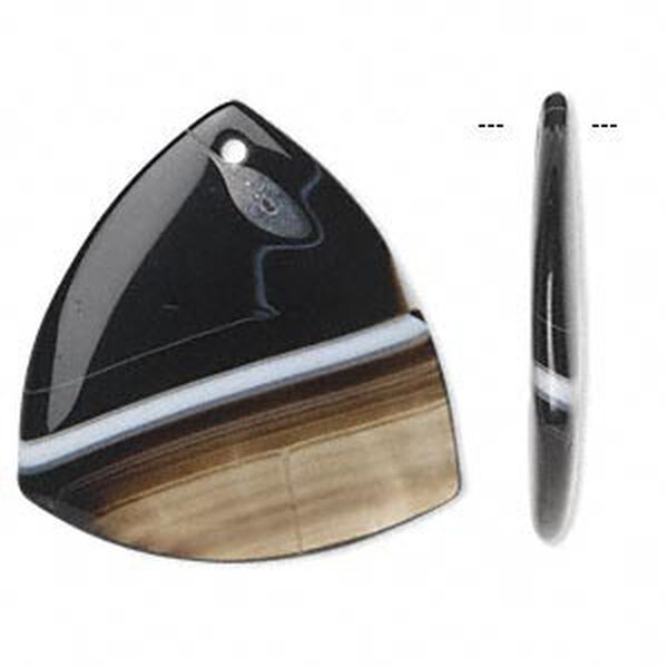 Black agate 1pkg1, rounded triangle focal 43x42x42mm image number 0