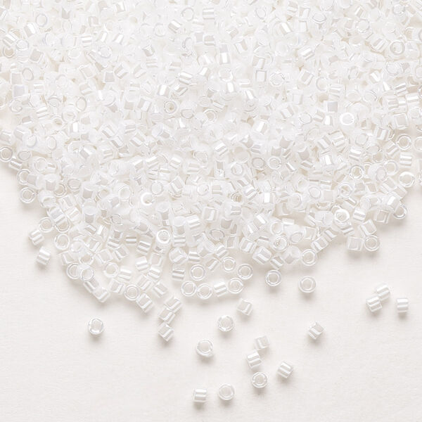 Seed bead, Delica®, glass, pkg/250g, #11 round, opaque luster white pearl (DB-0201). image number 0