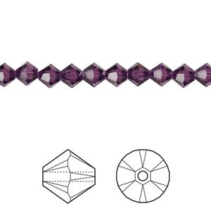 Bead 24pk amethyst, Crystal Passions® 5mm bicone 5328
