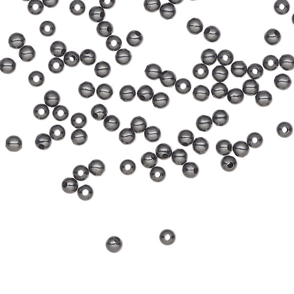 Bead, gunmetal-plated steel, 2.5mm round. Sold per pkg of 500. image number 0