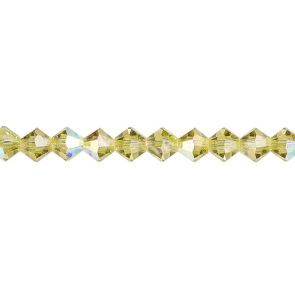 Bead 24pk acid yellow AB, Preciosa Czech crystal 5mm bicone image number 0