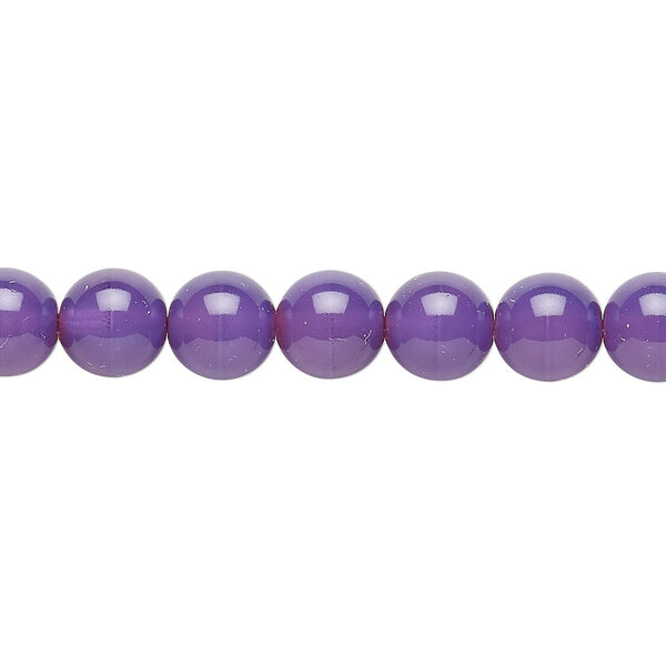Bead, Czech dipped décor glass druk, purple, 8mm round. Sold per 15-1/2" to 16" strand. image number 0