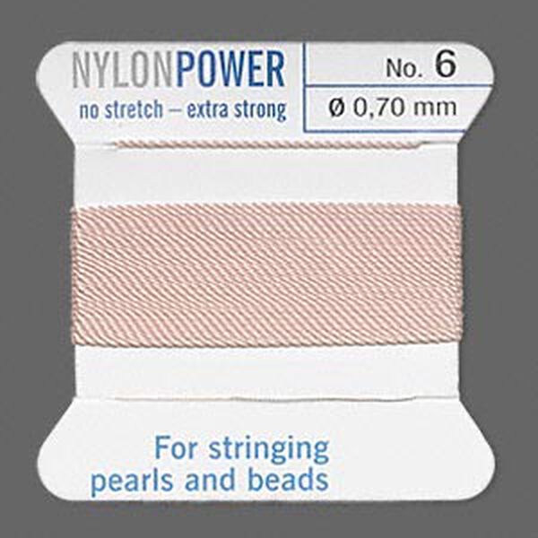 Thread, Griffin, nylon, light pink, size #6. Sold per 2-meter card (approximately 78 inches). image number 0